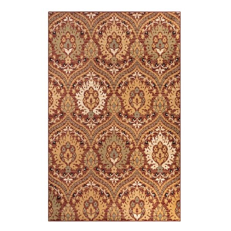 Palacedesigns 8 x 10 ft. Floral Stain Resistant Rectangle Area Rug - Red - Olive & Gold PA3103802